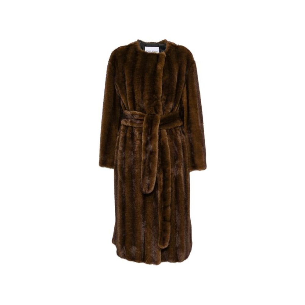 Stand Brown Coats - Faux Fur Coats Women